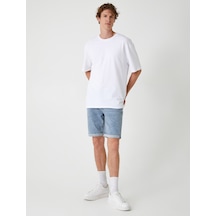 Koton Slim Fit Kot Şort Bermuda Cep Detaylı Pamuklu Açık İndigo 4sam40059ıd Açık İndigo