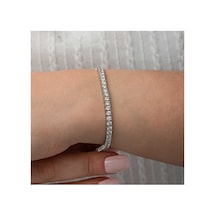 Gümüş 3.5 Mm Beyaz Taşlı Su Yolu Kadın Bileklik Gümüş Gümüş