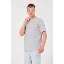Ertaştrendstore Erkek Düz Penye Tişört Bisiklet Yaka Kısa Kol Regular Fit T-shirt - Gri Çok Renk