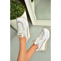 Fox Shoes U973213809 Beyaz Kalın Tabanlı Spor Ayakkabı Sneakers Beyaz-suni Deri Çok Renkli