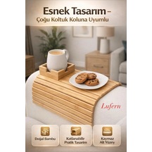 Özel Tasarım Katlanabilir Ahşap Koltuk Yanı Kanepe Tepsisi Aksesuar Bardak Atıştırmalık 32x33 Cm Çok Renkli