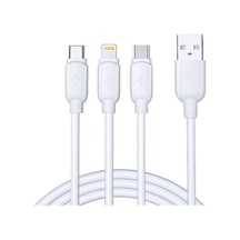 Rock RCB0788 G12 3 In1 3 A Plastik 120 CM Micro - Lightning - Type C Beyaz