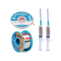 Dörtlü Set Flux,lehim Emme Fitili 2,5mm Ve Mechanic Lehim Teli 40gr 0,3mm X01