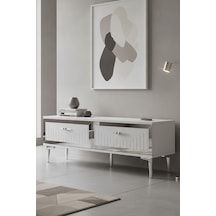 Tsa1204bs Tuna Tv Sehpası Beyaz-silver 120cm Beyaz - Gümüş