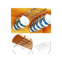 Dolap Içi Fincan Kupa Askılığı Kupa Bardak Askısı 10 Kancalı Metal Raf Askısı Askılık Metal Ekru Diğer