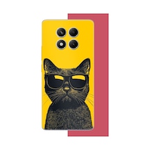 Redmi Note 14 Pro 4g Uyumlu Sarı Fondaki Havalı Kedi Baskılı Silikon Kılıf Renkli