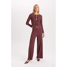 DeFacto Wide Leg Geniş Bol Paça Esnek Belli Basic Düz Bürümcük Pantolon D6300AX24AUBR115