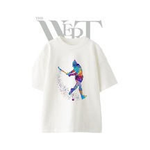 Thewert Splash Hockey Tasarım Baskılı Ünisex Beyaz Oversize T-shirt