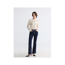LC Waikiki Alıta Cıty Farkıyla İndigo Denim Düz İspanyol & Flare Yüksek Bel İspanyol Paça Kadın Jean İndigo - 925399781 İndigo