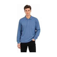 Dynamo Erkek Büyük Beden Mevsimlik Polo Yaka Cepli Sweatshirt Bgl-st05367 Mavi