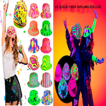 Farklı - 91 - Desenlerde Plastik Neon Uv Işık Parti Şapkası - Aconcept - 1 Adet