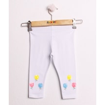 Toontoy Kids Toontoy Bebek Kız Renkli Pullu Çiçek Nakış Beyaz