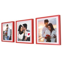 Yapışan Sök-Tak Kırmızı Kare Fotoğraf Çerçevesi 3'Lü Paket