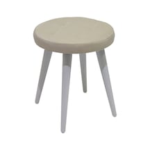 Ankhira Ahşap Ayaklı Tabure (Krem Renk-Beyaz Ayaklı)