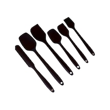 Silikon Spatula- Fırça Pastacı Seti - Siyah 6 Parça