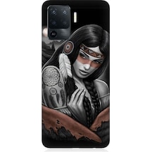 Oppo Reno 5 Lite Uyumlu Kızılldereli Kız Dreamcatcher Desenli Silikon Kılıf