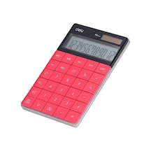 Deli Hesap Makinesi 12 Digit Kırmızı 124-Pembe