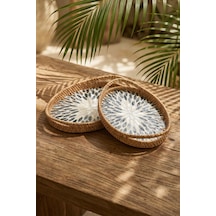 Palma Oval Bambu Sunum Tepsi Seti Renkli