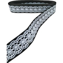 Tafta Dantel Görünümlü Kurdele Siyah 25 Mm 5 Metre