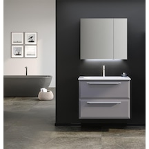 Orka Nuvola 80 Cm Mdf Gri Banyo Dolabı Takımı Gri