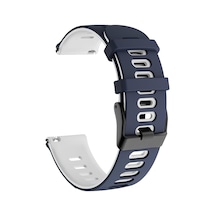 Galaxy Watch 3 45mm İle Uyumlu Spor Silikon Kordon, 20mm, Delikli, Lacivert-beyaz