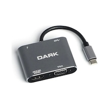 Hytech Hy-usbc80 4k 30hz Gri Metal 2xusb3.0 1xhdmı, 1xpd 10-100-1000m Type C Adaptör