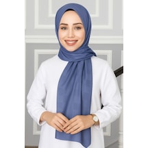 Mim Eşarp Emproyal Silver Jakar Dama Desenli Şal 75x190 Cm İndigo