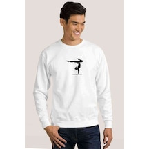 Silhouette Gymnastic Baskılı Beyaz Erkek Örme Sweatshirt
