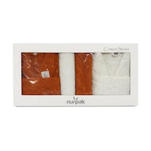 Kilim 8 Parça Aile Bornoz Takımı Kiremit-krem