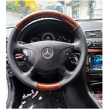 Mercedes W211 E220 Araca Özel Dikmeli Direksiyon Kılıfı Ahşap So Siyah