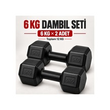 6 Kg X 2 Adet Siyah Altıgen Dambıl Seti Toplam 12 Kg