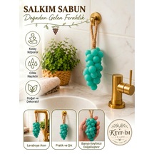 Keyfim Craft El Yapımı Su Yeşili Üzüm Tanesi Tasarımlı Banyo Ve Dekoratif Sabun Beyaz sabun