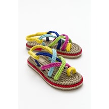 Luvishoes İp Bej Multi Kadın Sandalet Bej