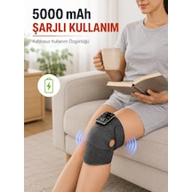 Isıtmalı Ve Titreşimli Diz Masaj Aleti Şarjlı Dijital Ekranlı 5000 Mah Masaj Cihazı Siyah