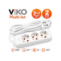 Multi-let 3 Lü Topraklı Korumalı Grup Priz 2 Metre Uzatma Kablolu Beyaz 0 - 2 M