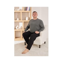 Pijamoni Erkek Battal Bisiklet Yaka Penye Uzun Kol Pijama Takımı 6700/3 - 1 Adet Antrasit