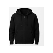 Mellorenzo Erkek 3 Iplik Kaliteli Kapüşonlu Fermuarlı Sweatshirt Siyah Siyah