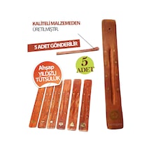 Ahşap Yıldız Kabartmalı Tütsü Tutacağı - Ahşap Tütsülük Tütsü Kayığı 5 Adet