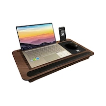 Telefon Ve Tablet Bölmeli Minderli Laptop Sehpası Notebook Bilgisayar Çalışma Masası Antik Meşe