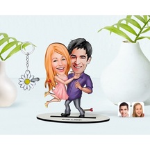 Kişiye Özel Sevgililer Karikatürlü 3D Ahşap Biblo Ve Isimli Silve (473842673)