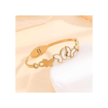 Kelebek Figürlü Çelik Kelepçe Bileklik Gold - 664546133 Gold