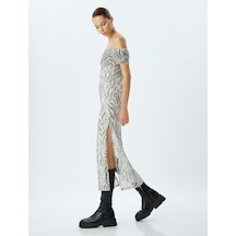 Koton Uzun Tül Elbise Madonna Yaka Zebra Desenli Yırtmaç Detaylı Gri Desenli 4sal80229ık Koton Uzun Tül Elbise Madonna Yaka Zebra Desenli Yırtmaç Detaylı Gri Desenli 4sal80229ık