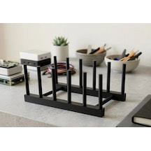 3d Baskı Tabak Standı Şık Tabak Düzenleyici Dikey Tabak Rafı Çıkarılabilir Yuvalı Mutfak Standı - Siyah Diğer