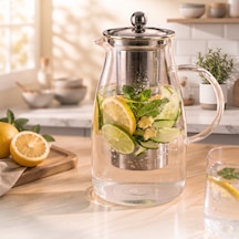 Detoks Sürahisi - 1500 Ml - Paslanmaz Çelik Filtre - Cam Çok Renkli