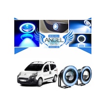 Citroën Nemo Uyumlu, Universal Mercekli Led Angel Sis Farı, 76mm Buz Mavi Renk