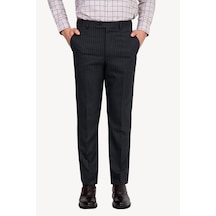 Erkek Füme Regular Fit Çizgili Kumaş Pantolon
