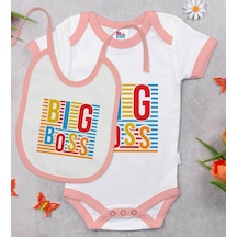 Bk Kids Big Boss Tasarımlı Pembe Bebek Body Zıbın Ve Mama Önlüğü Çok Renkli