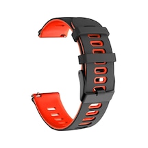 Huawei Watch Gt 2 46mm İle Uyumlu Sportive Silikon Kordon, 22mm, Delikli Spor Tasarım, Siyah - Kırmızı