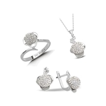 Kuyumcudükkani Avusturya"crystal"taşlı Mini Set -24005-w-w 15 Beyaz