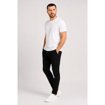 Justas Erkek Beyaz Bisiklet Yaka Kısa Kollu Basic T-shirt